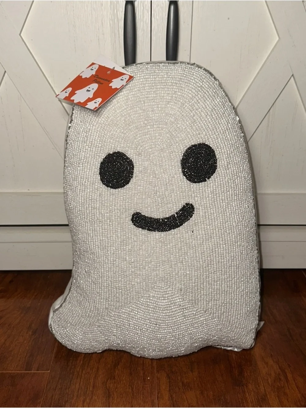 Halloween Beaded Ghost Decorative Pillow